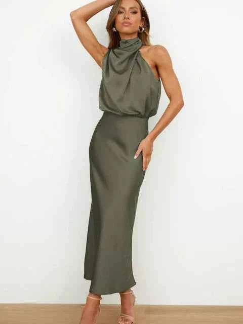 Benthe Schulterfreies Midi-Kleid – Mühelos schick mit fließender Silhouette