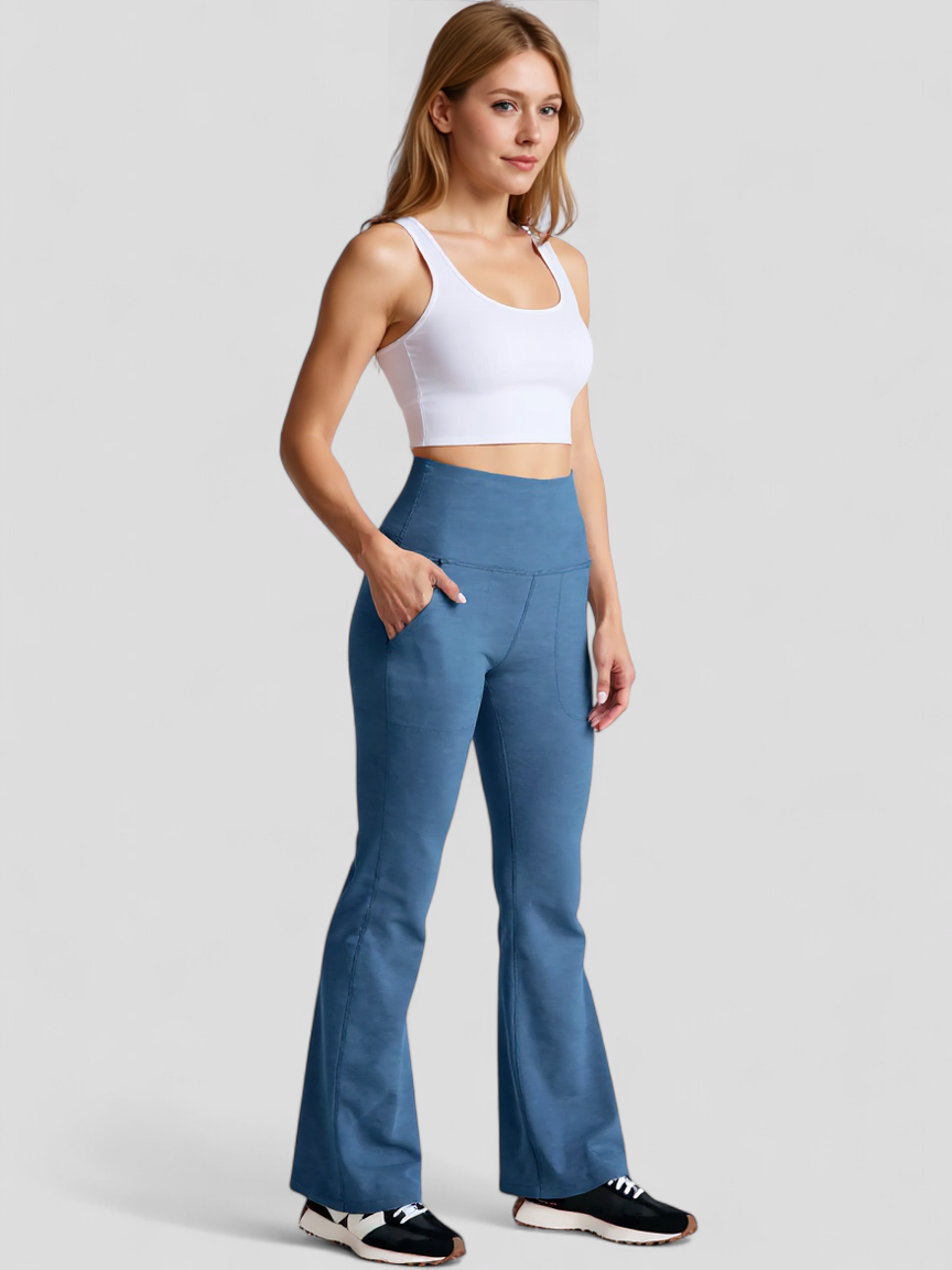 Druella | Bootcut-Trainingshose mit hoher Taille und Tasche für Damen, Fitness, Yoga