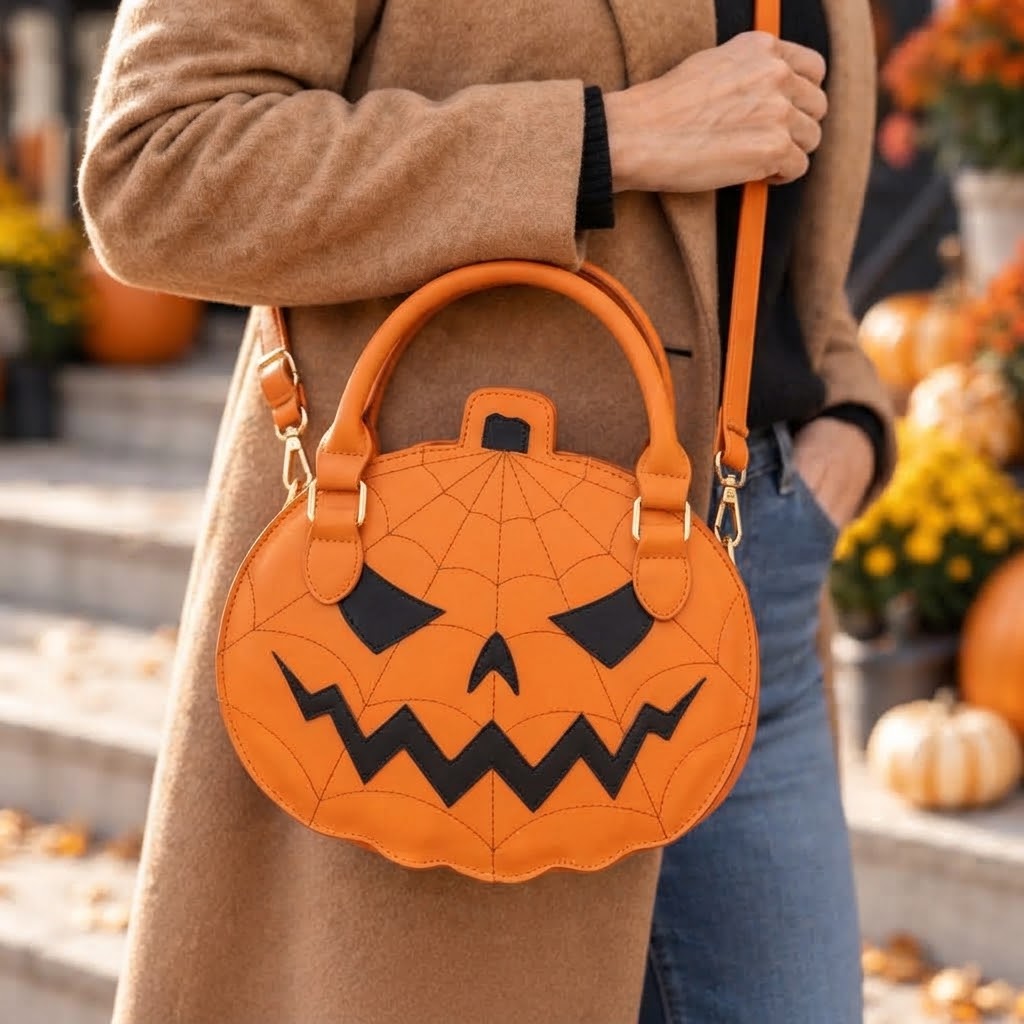 Kürbis-Handtasche aus Kunstleder - Halloween-Accessoire