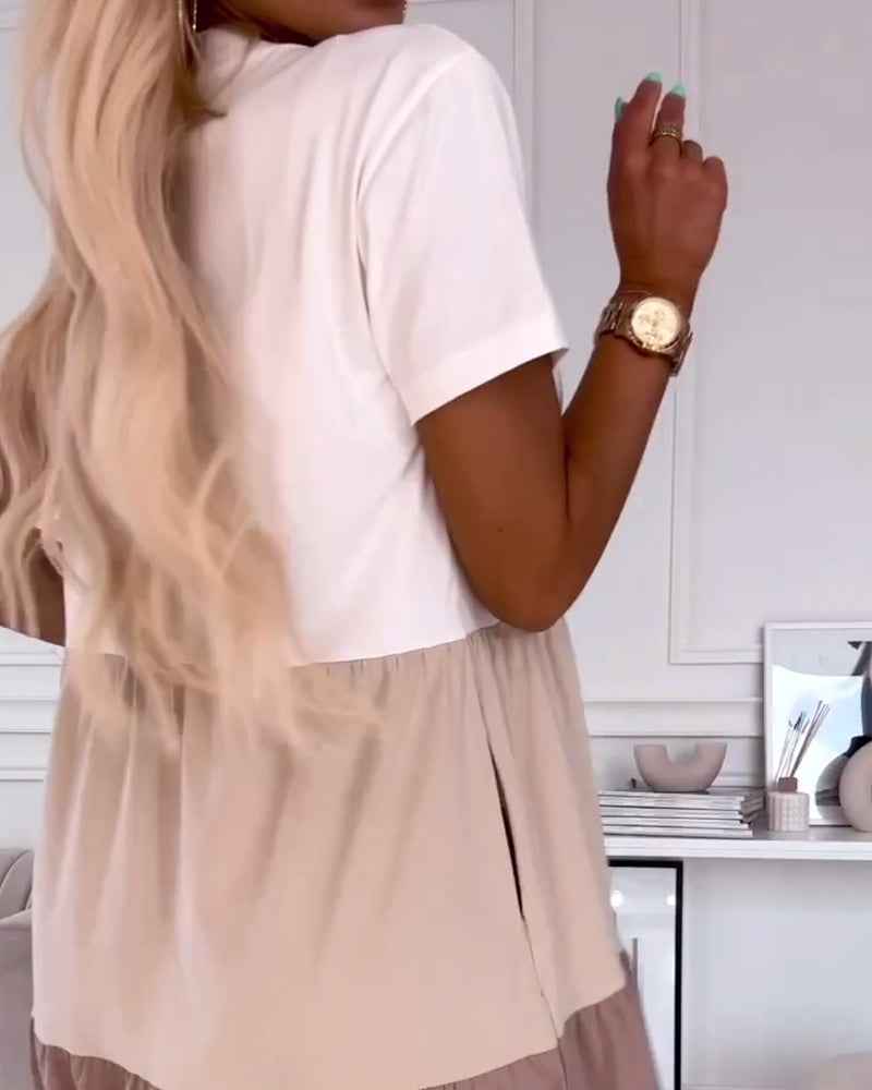 Alva | Color-Block-Kleid mit kurzen Ärmeln