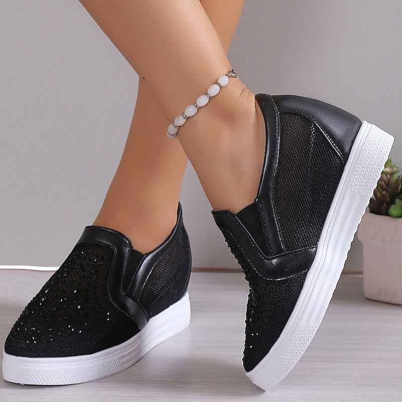 Damen-Sneaker mit weißen Kristallverzierungen