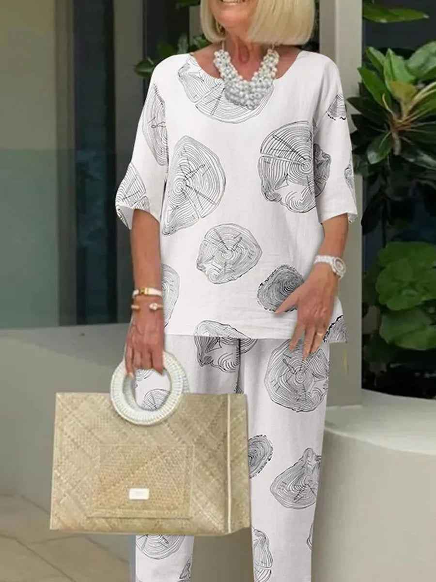 Zweiteiliges Ensemble mit Elegantem Kreis-Muster
