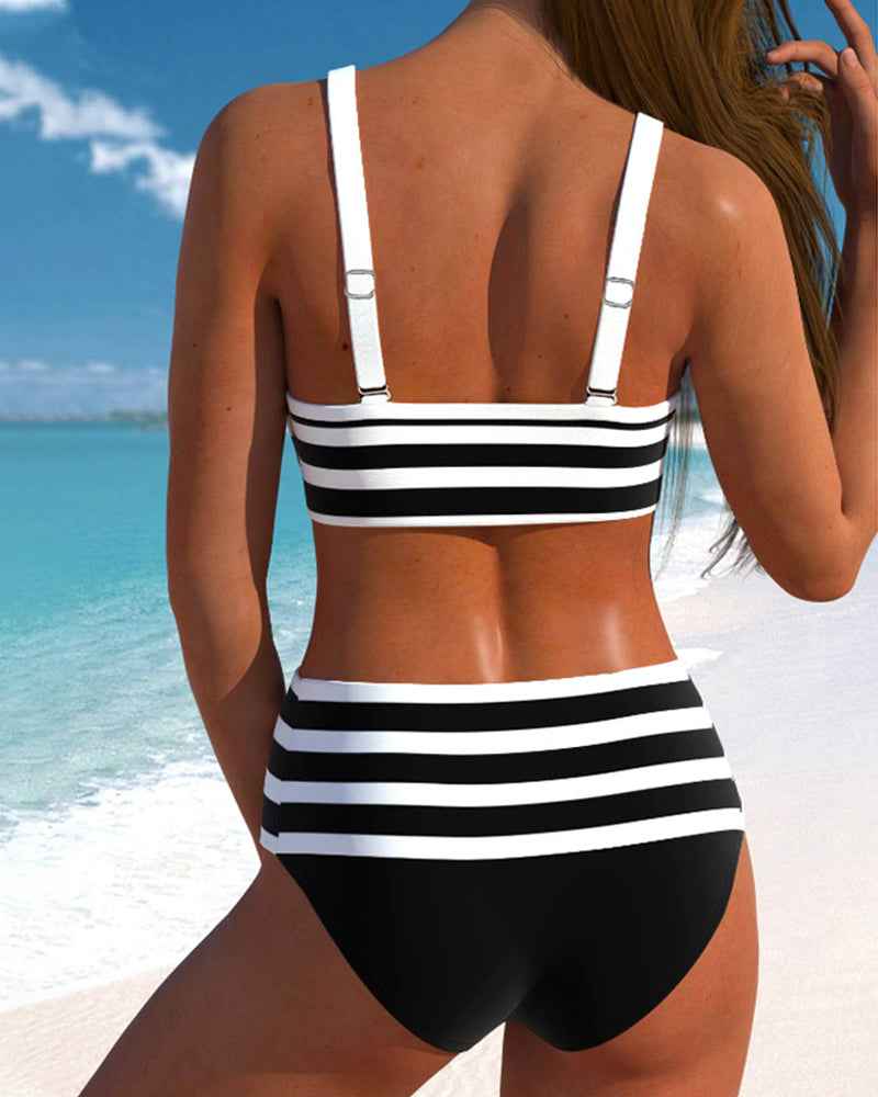 Muse® | Gestreifter Bikini mit hohem Bund