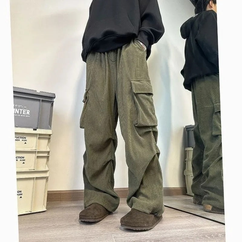 Alina | Trendige Cordstoff Cargo-Hose im Hip Harajuku Stil