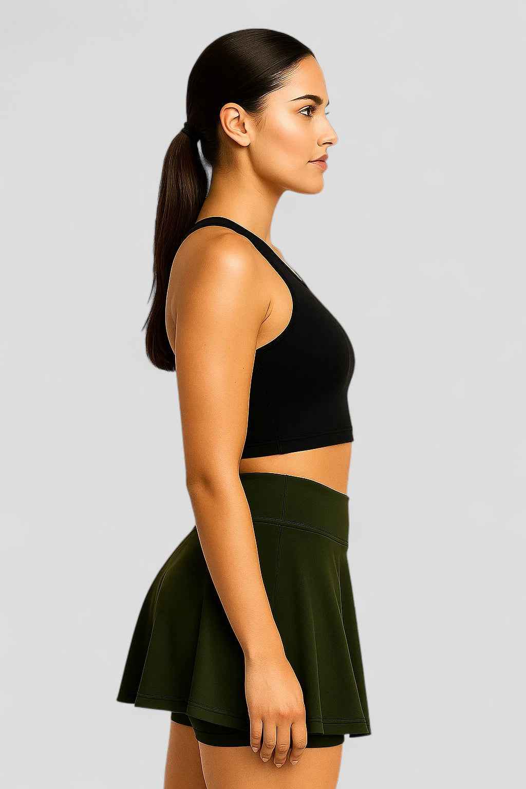 Emiliya | Score Damen Faltenrock Minirock Oliv Sport Skort Tennis Golf Fitness