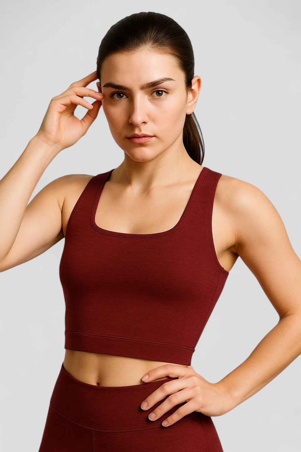 Olivia | Quadratischer Up-Crop Damen Tanktop Ärmellos Sport Fitness Yoga Top