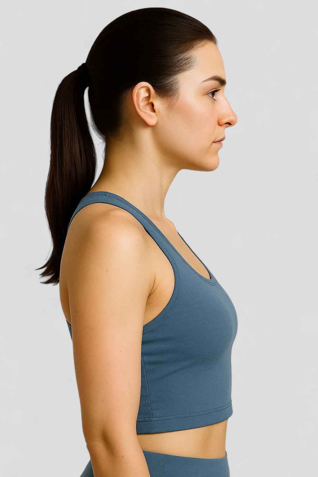 Camille | Damen Square Up Crop Top Blau Sport Fitness Yoga Outfit