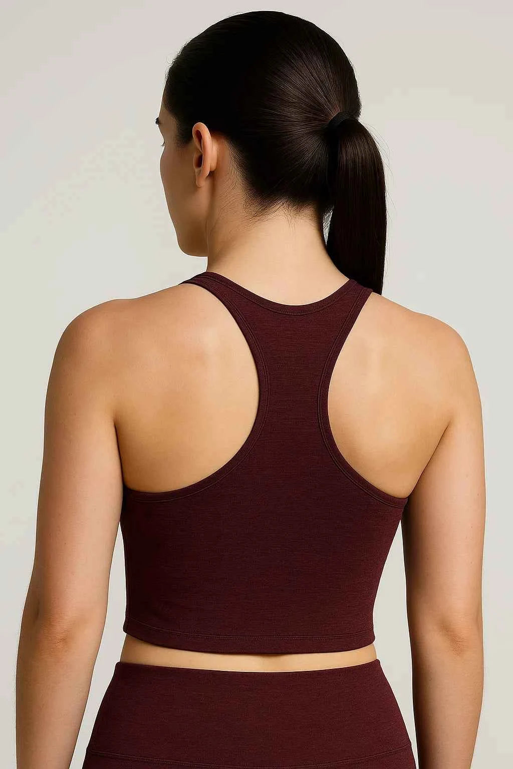 Julia | Damen Spacedye Kurzes Tanktop Burgunder Racerback Yoga Fitness