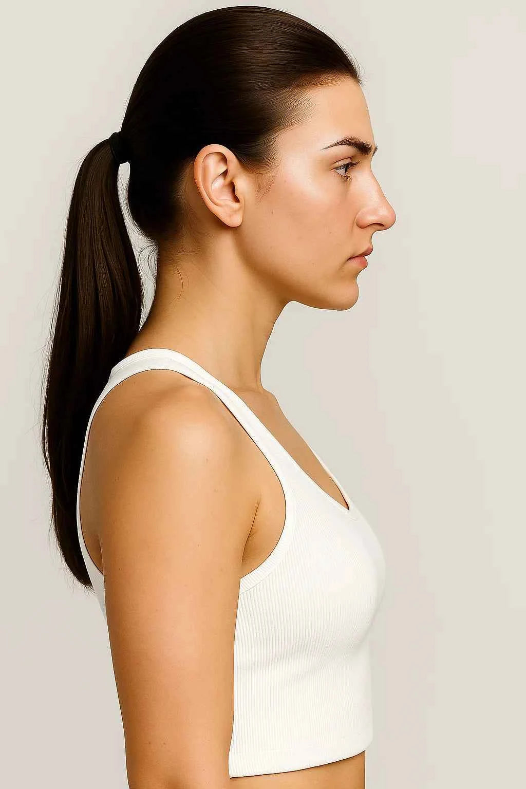 Nina | Damen Rippen Kurzes Top Weiß Tanktop Yoga Fitness Sommer