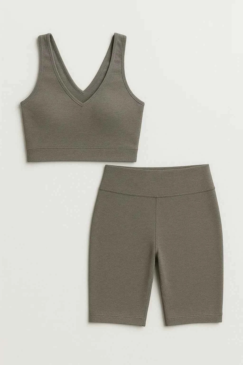 Victoria | Damen Spacedye Set Grau Top & Leggings V-Ausschnitt Yoga Fitness