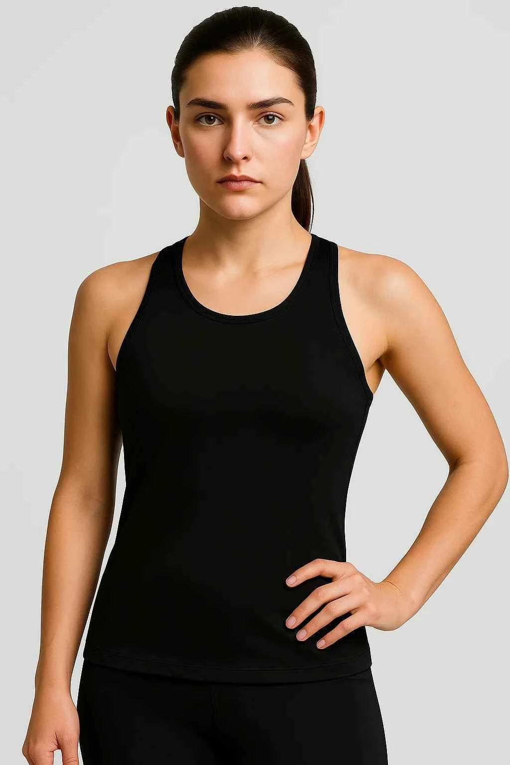 Sabina | Damen Spacedye Refocus Tanktop Schwarz Racerback Sport Yoga Fitness