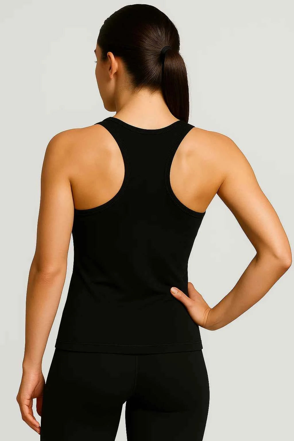 Sabina | Damen Spacedye Refocus Tanktop Schwarz Racerback Sport Yoga Fitness