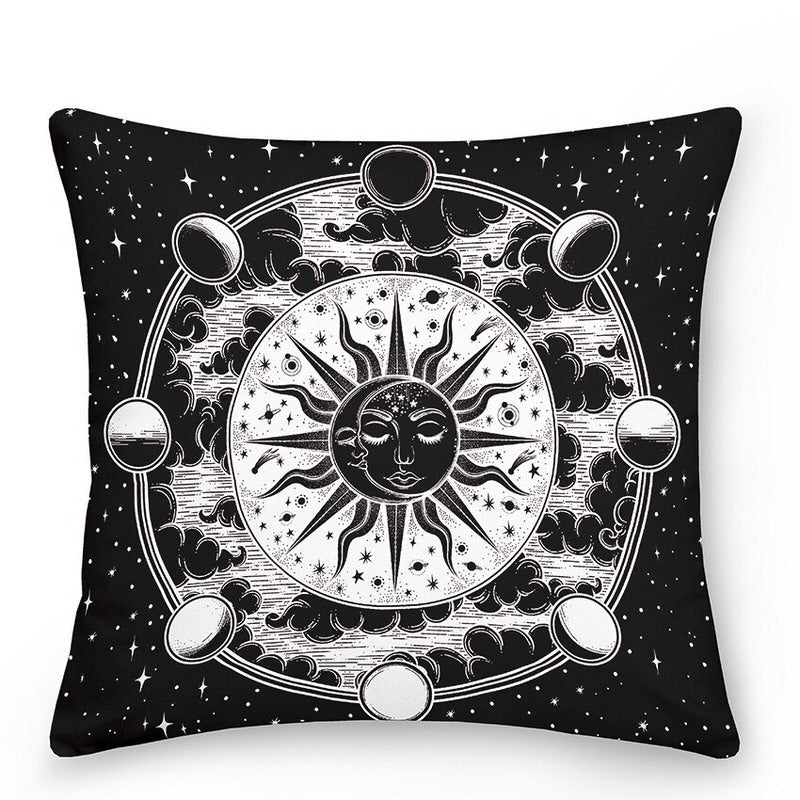 Thessaliae - Luxuriöse Zierkissen mit Sonne und Mond im mystischen astrologischen Stil