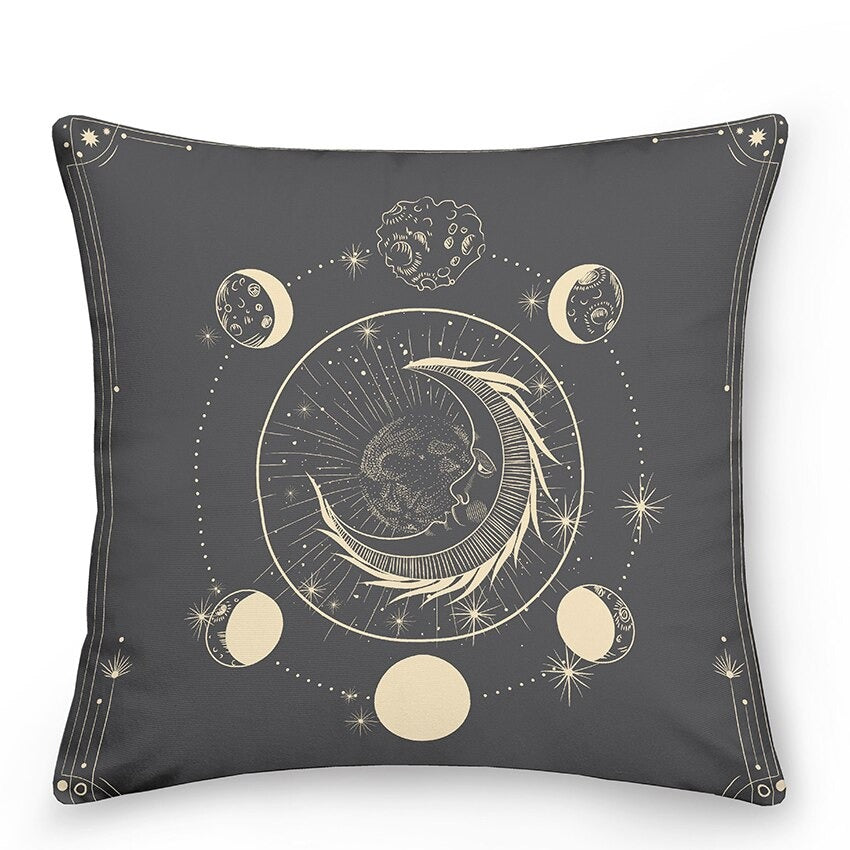 Thessaliae - Luxuriöse Zierkissen mit Sonne und Mond im mystischen astrologischen Stil