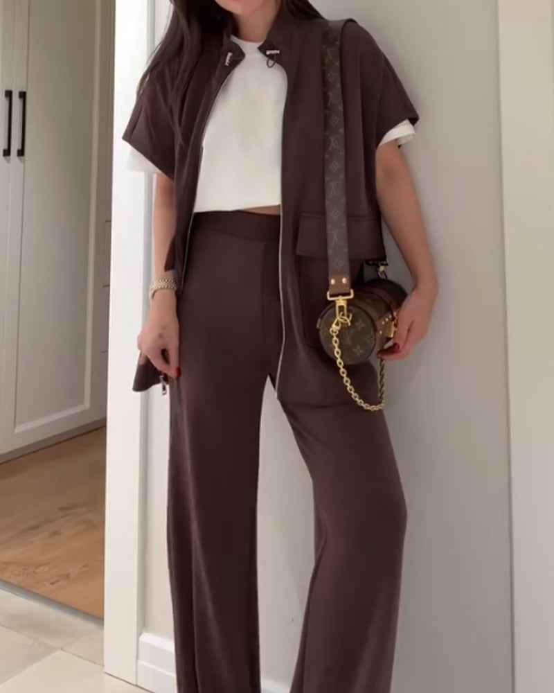 Elegantes Oberteil und Hose mit elastischem Bund