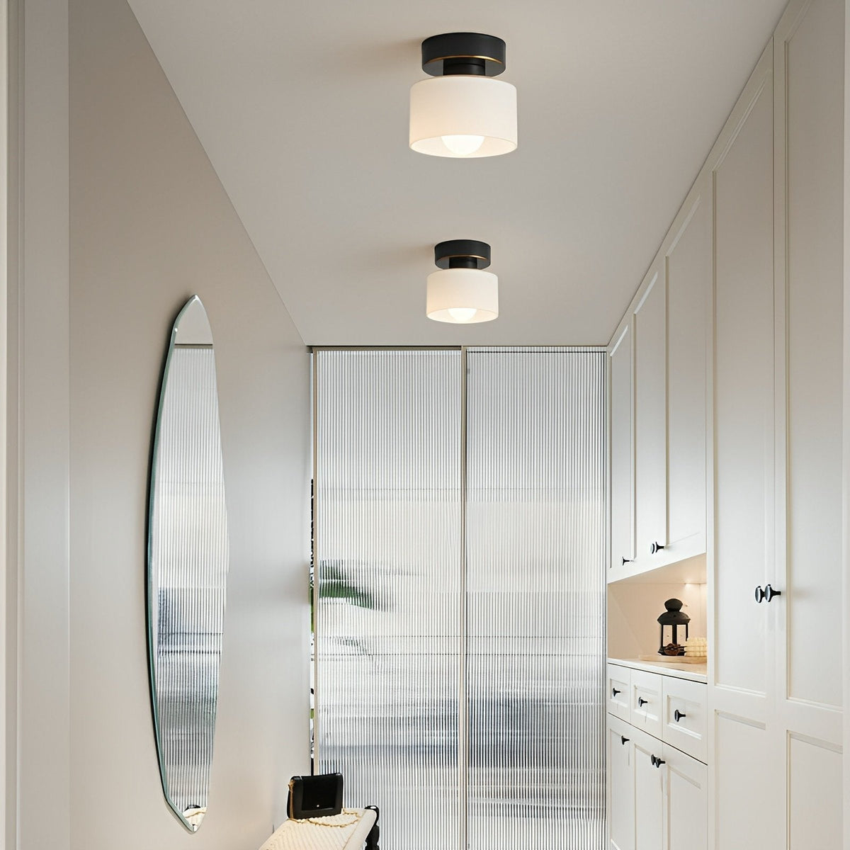Bauhaus Geometrische Alabaster Deckenleuchte Trommel