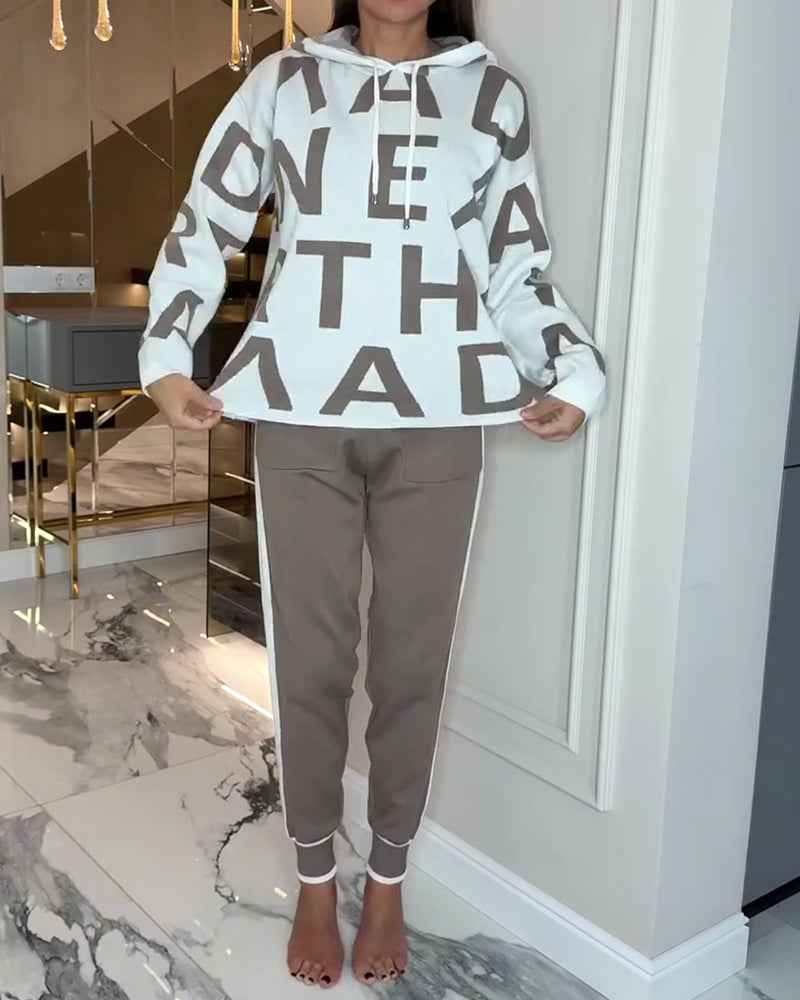 Modischer Kapuzenanzug mit Buchstaben-Design – die perfekte Wahl für stylische Outfits