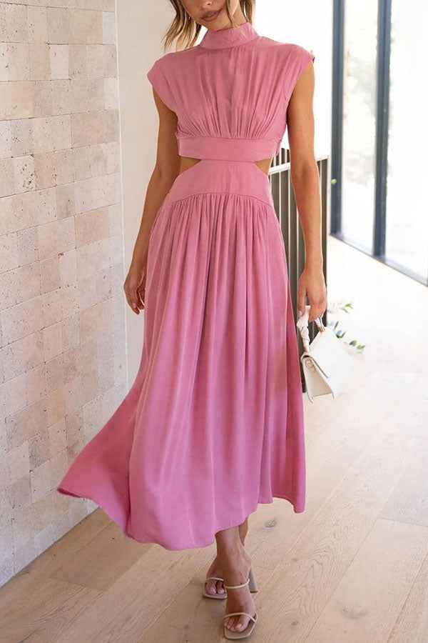 Quincy | Elegantes Midikleid mit Cut-Out-Detail und Taschen