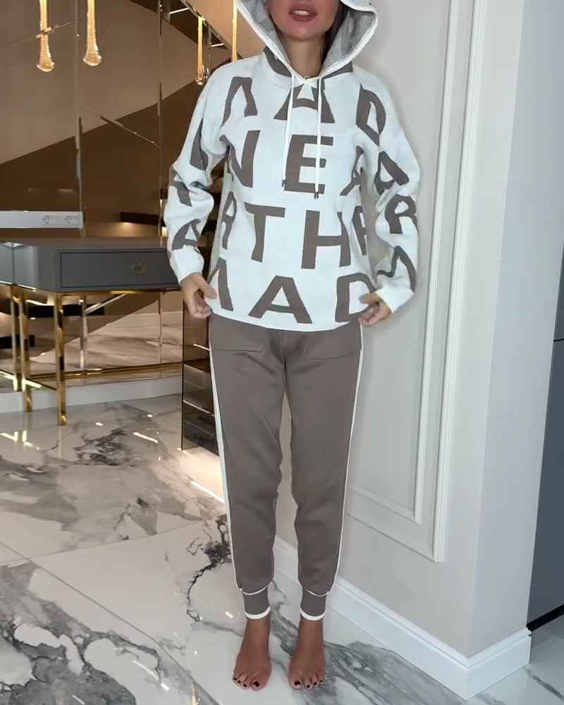 Modischer Kapuzenanzug mit Buchstaben-Design – die perfekte Wahl für stylische Outfits