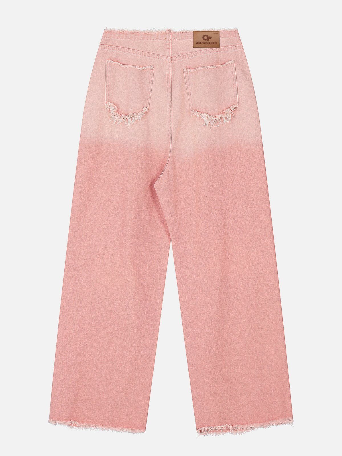 Beatrice | Trendige lockere Jeans mit Fransen und stylischen Buchstaben-Details