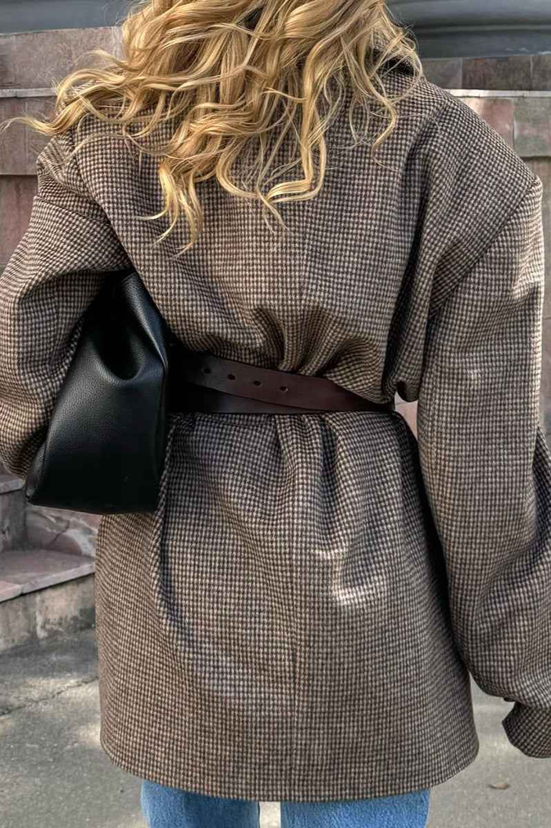 Tweed Doppelreihiger Woll-Blazer Mantel für einen eleganten Look