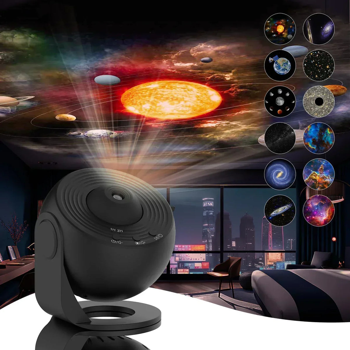 Galaxy Sternenprojektor – 360° drehbare Sternenhimmel-Lampe mit 13 Scheiben