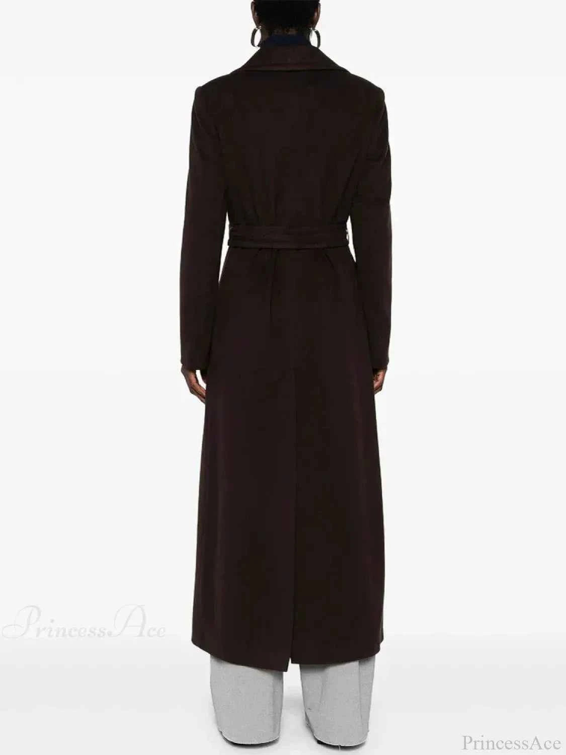 Eleganter brauner Woll-Slim-Fit-Mantel mit Reversdesign