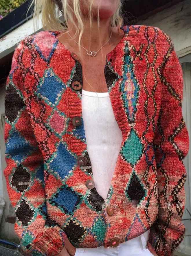 FLORA™ Vintage-Blumen-Cardigan – Zeitloser Blumenstrick für Alltags-Eleganz