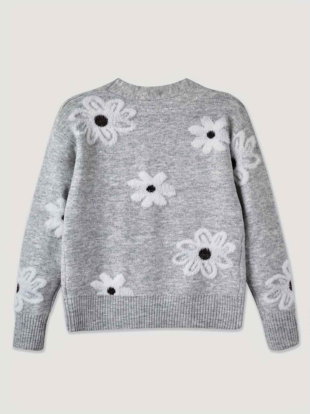 Mia Blumenmuster-Strickcardigan – Weicher, kuscheliger Strick mit zartem Blumendruck