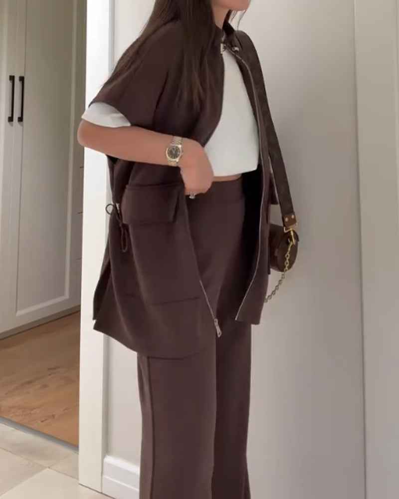 Elegantes Oberteil und Hose mit elastischem Bund