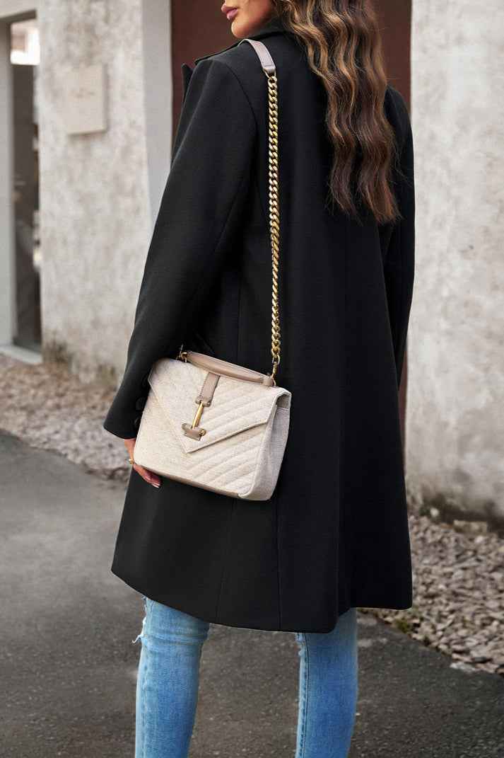 Langes einfarbiges Wollmantel, Eleganz und Komfort plus