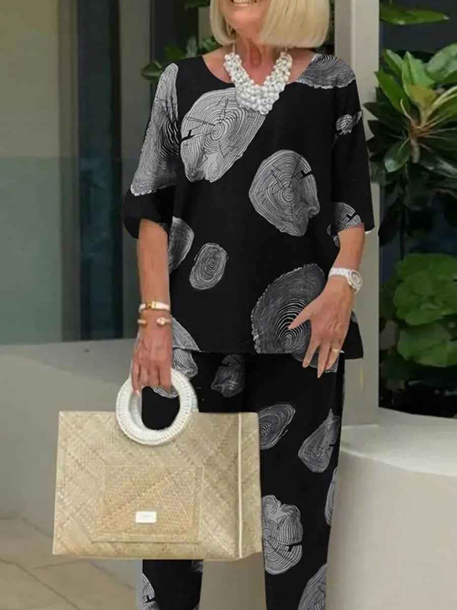 Zweiteiliges Ensemble mit Elegantem Kreis-Muster