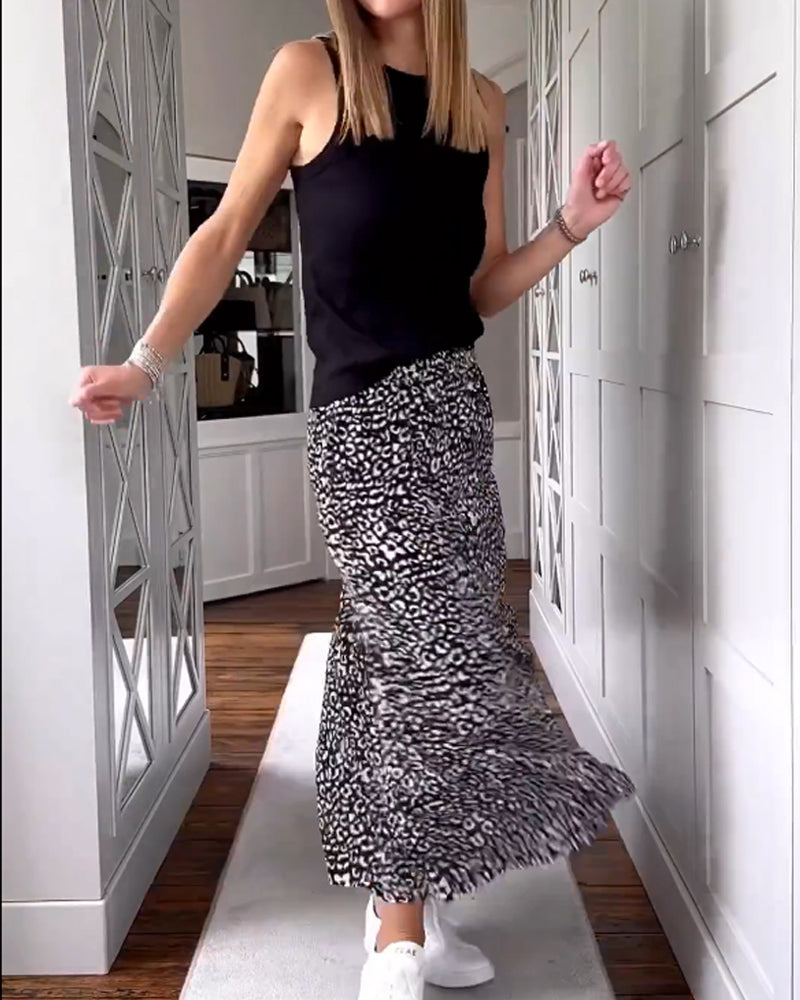 Eleganter casual langer Rock mit trendigem Druck