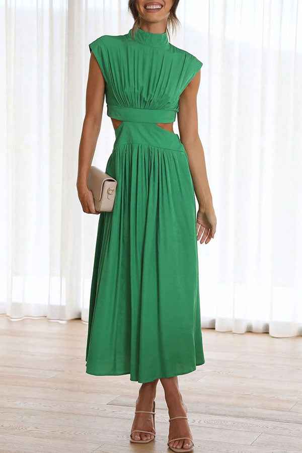 Quincy | Elegantes Midikleid mit Cut-Out-Detail und Taschen