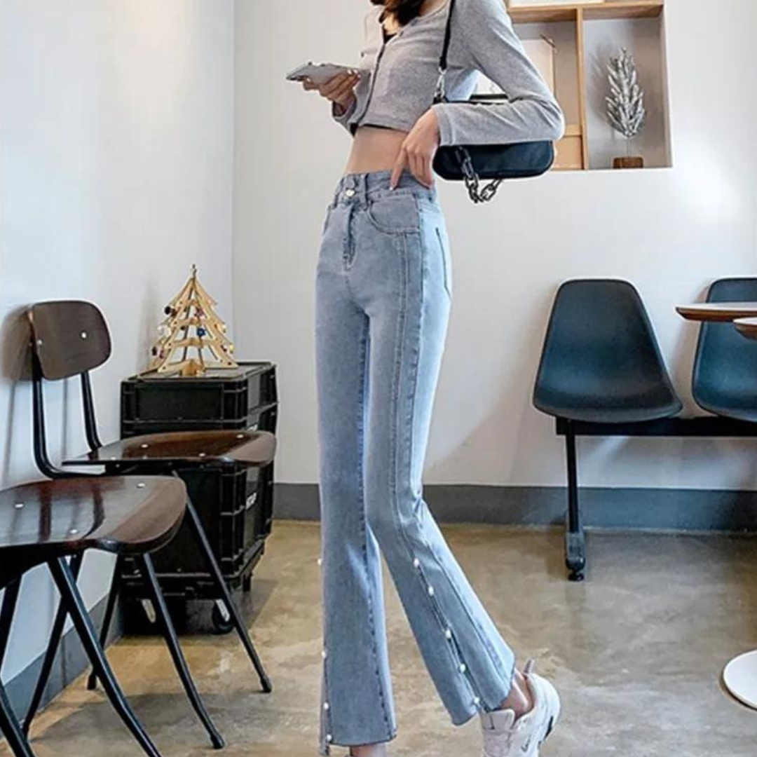 Delinda | Stilvolle Jeans mit elegantem Perlmuttmuster für einen eleganten Look
