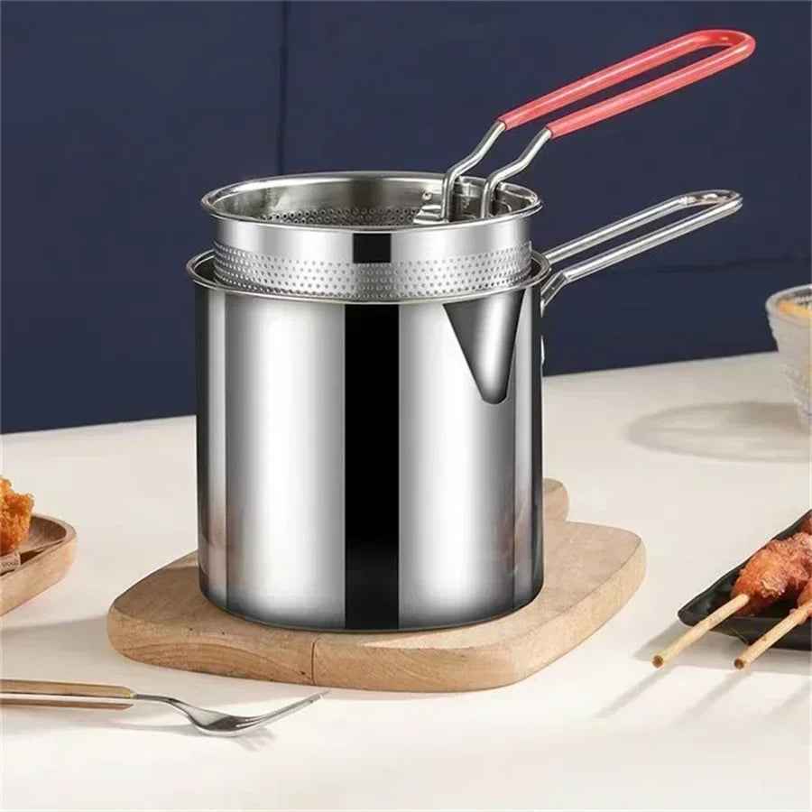 Fritteusentopf 1200ml mit Sieb - Kompakte Edelstahl Fritteuse