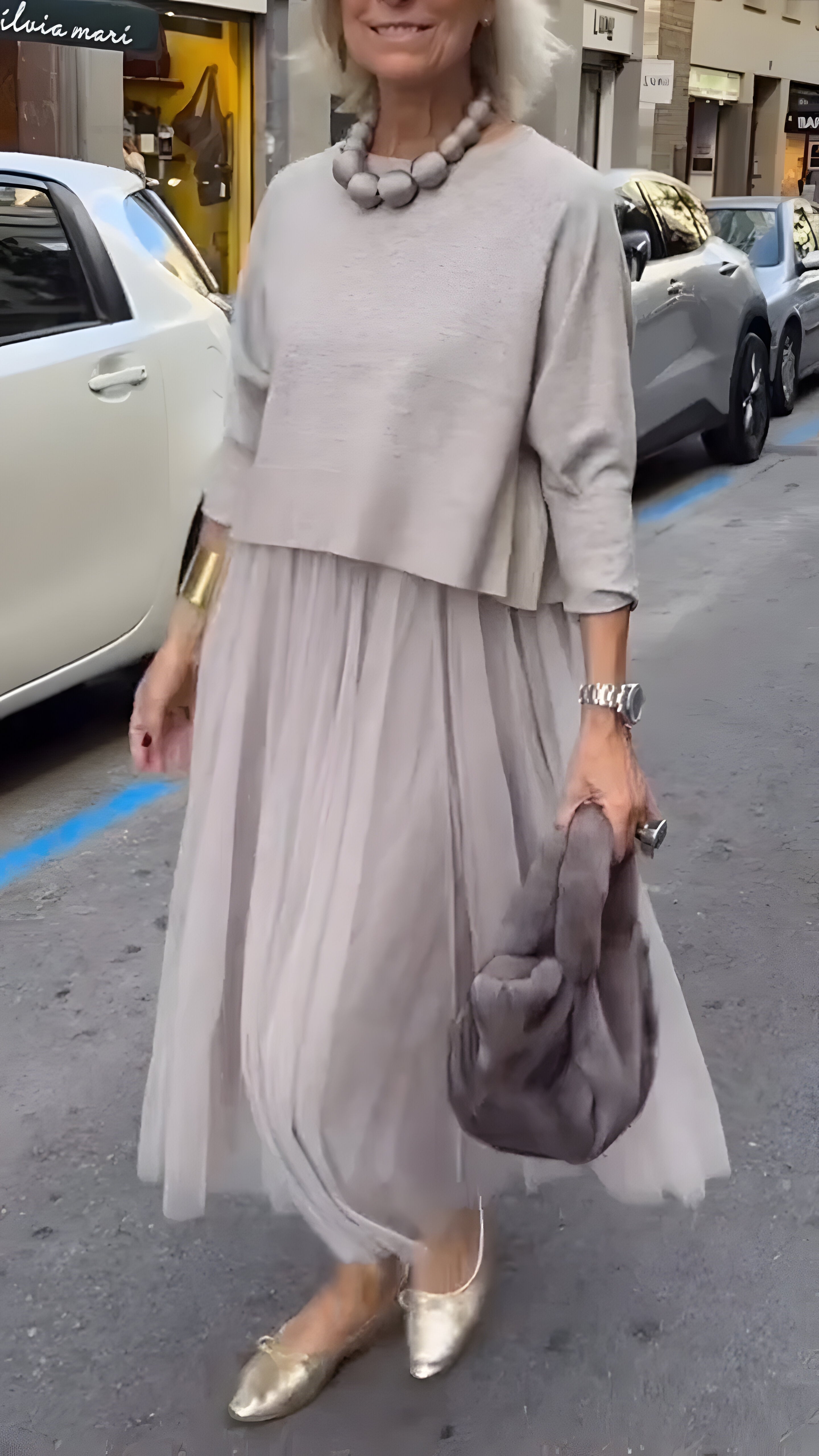Verfeinertes mehrlagiges Midi-Kleid für einen schicken Look Damen