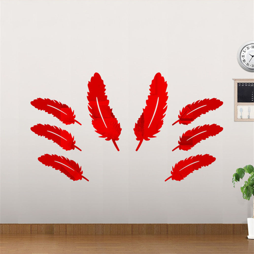 Silberne Metall-Aufkleber Wand in Federform 3D für elegante Dekoration