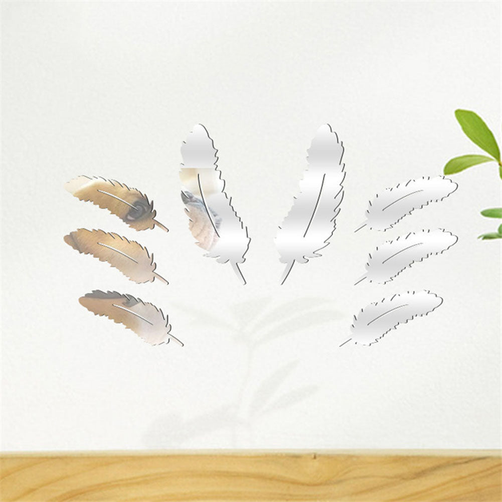 Silberne Metall-Aufkleber Wand in Federform 3D für elegante Dekoration