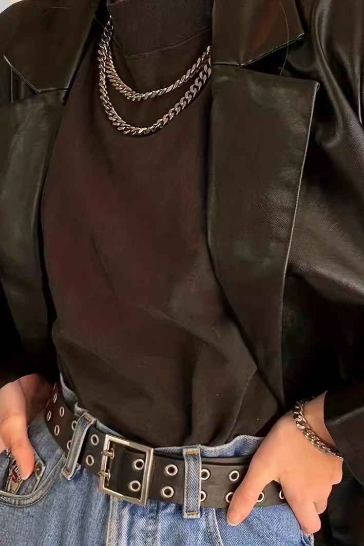 Eleganter, lockerer und anspruchsvoller PU-Blazer