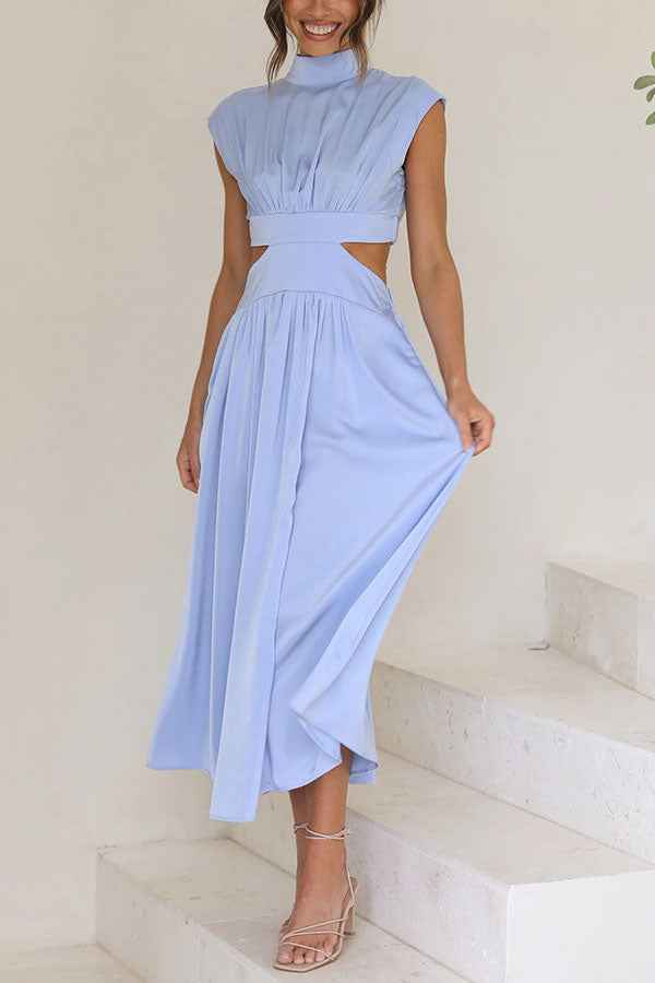 Quincy | Elegantes Midikleid mit Cut-Out-Detail und Taschen