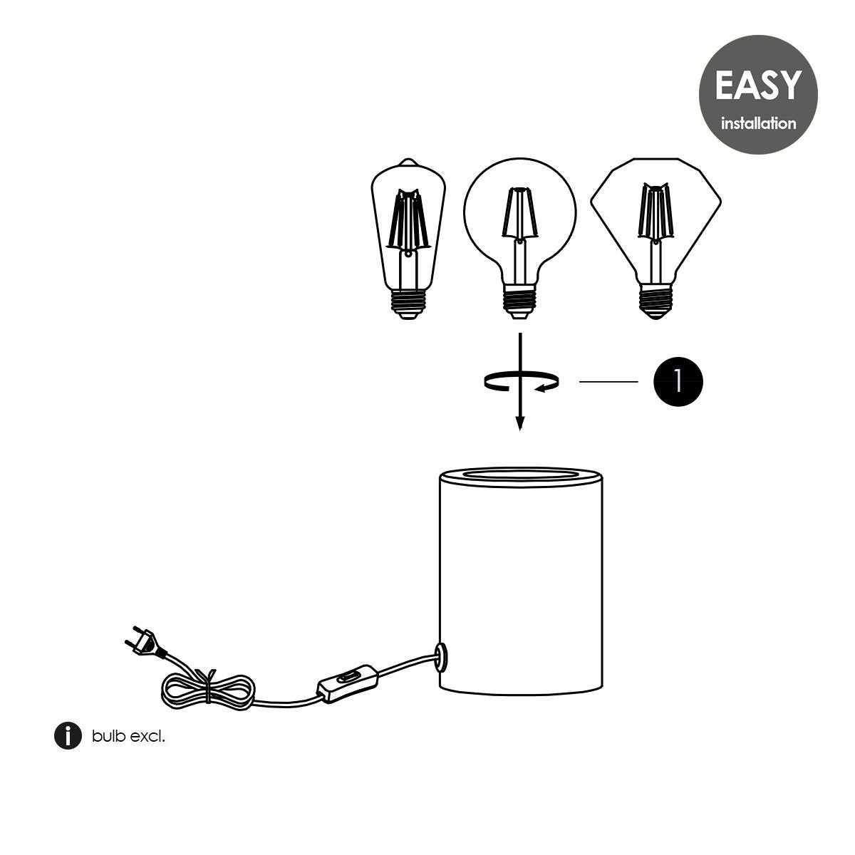 Industrie-Tischlampe im runden Design "Home Sweet Home" aus Kupfer – Elegante, schlichte Ausführung, Größen 7,5/7,5/10 cm