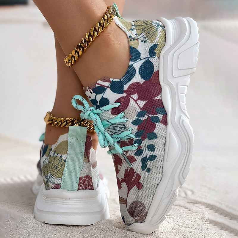 Modische, lässige Mesh-Sneaker mit ergonomischer Sohle und floralen Akzenten