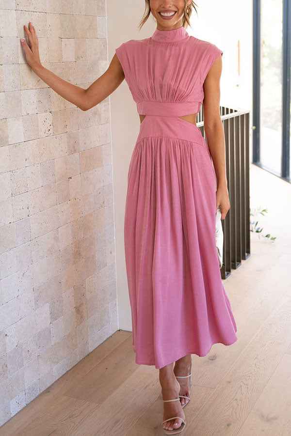Quincy | Elegantes Midikleid mit Cut-Out-Detail und Taschen