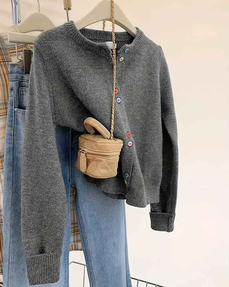 Fit Solid-Farbe Long-Sleeve Cardigan