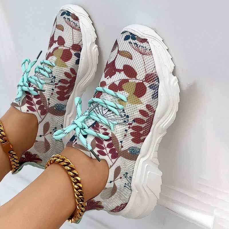 Modische, lässige Mesh-Sneaker mit ergonomischer Sohle und floralen Akzenten