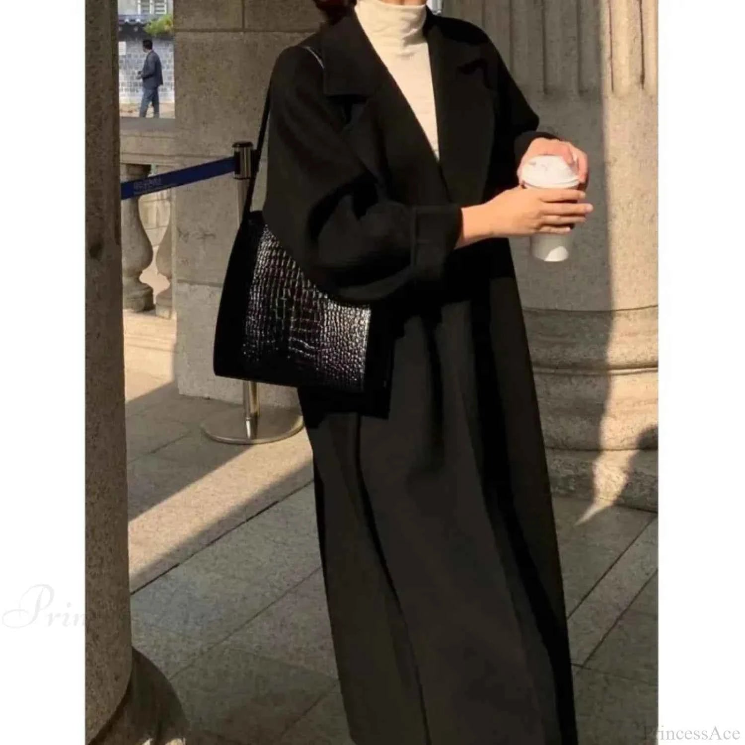 Eleganter Woll-Longmantel mit Gürtel für stilvollen Look