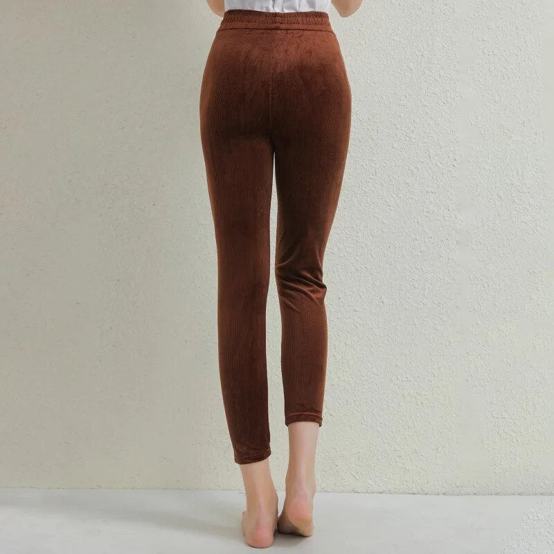Elise Damen Elegante und Bequeme Corduroy Warme Hose