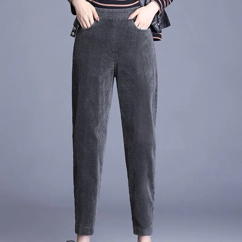 Elise Damen Elegante und Bequeme Corduroy Warme Hose