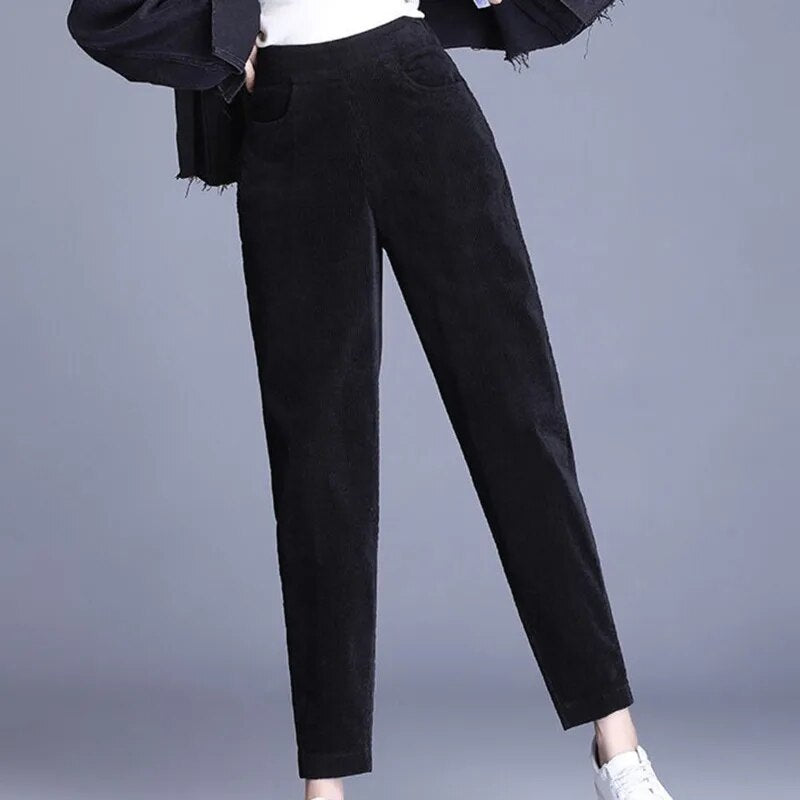 Elise Damen Elegante und Bequeme Corduroy Warme Hose